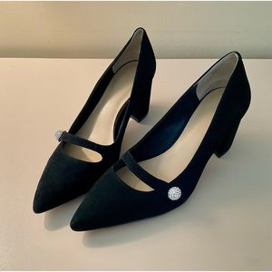 ANN TAYLOR “Essie” Maryjane Pumps, Black Suede, Size 9M